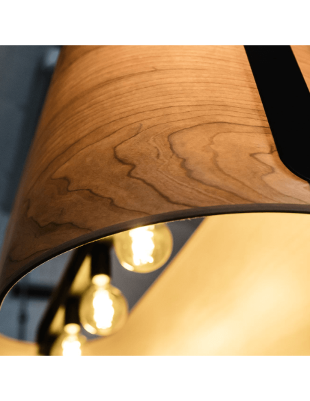 Lámpara colgante alargada Stood de madera con 5 luces E27