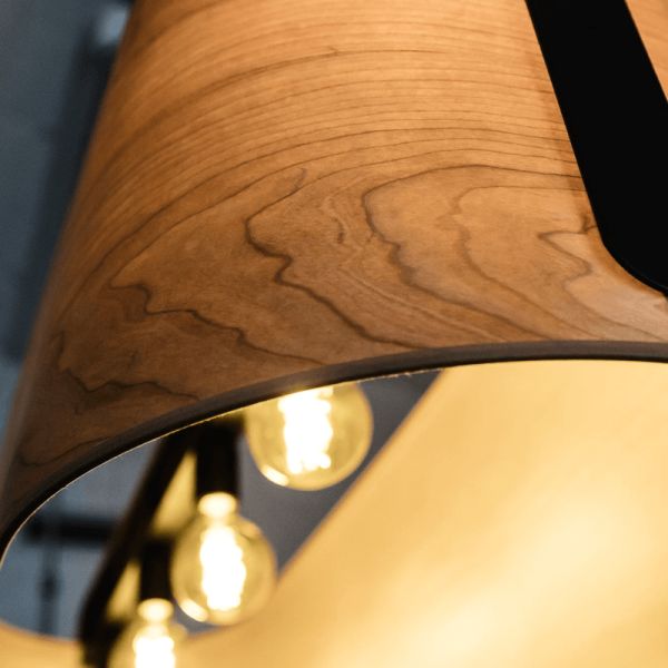 Suspension allongée en bois Stood avec 5 ampoules E27