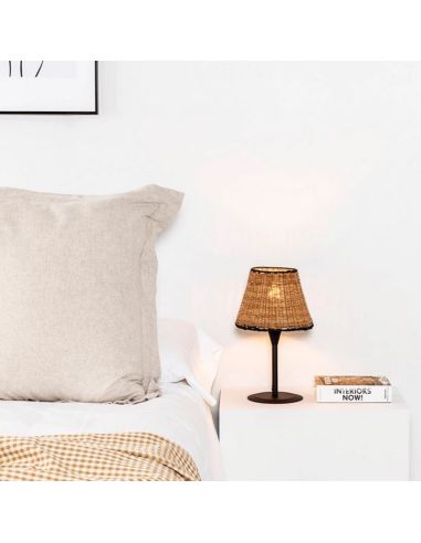 Lámpara de sobremesa mini de ratán Sumba 1xE27 ambiente luz