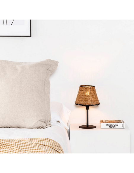 Lámpara de sobremesa mini de ratán Sumba 1xE27 ambiente luz