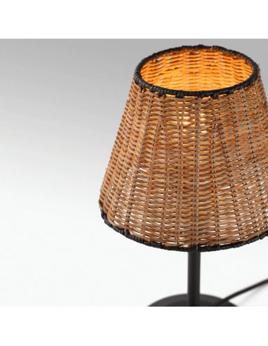 Lámpara de sobremesa mini de ratán Sumba 1xE27 detalle