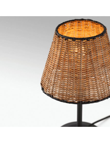 Lámpara de sobremesa mini de ratán Sumba 1xE27 detalle
