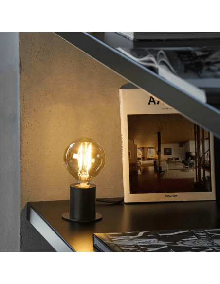 Lámpara de mesa Ten de metal sin pantalla 1xE27 negra ambiente