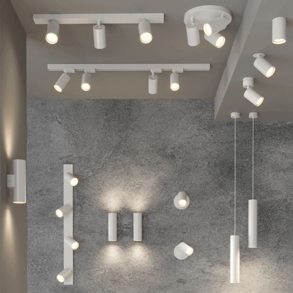 Bande de plafond Modrian avec 4 spots série ambiante blanche