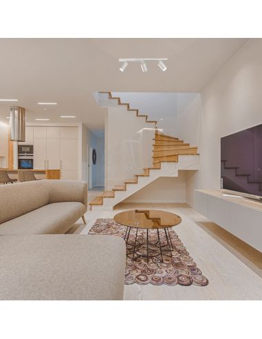 Faixa de teto Modrian com 3 focos brancos ambiente
