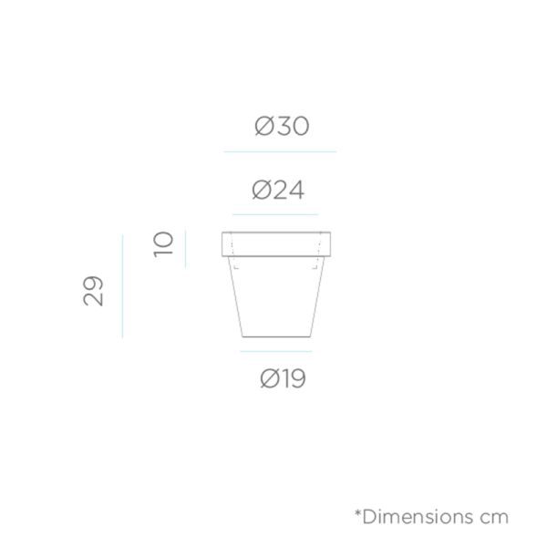 Macetero LED solar y recargable Magnolia 30 con mando a distancia medidas