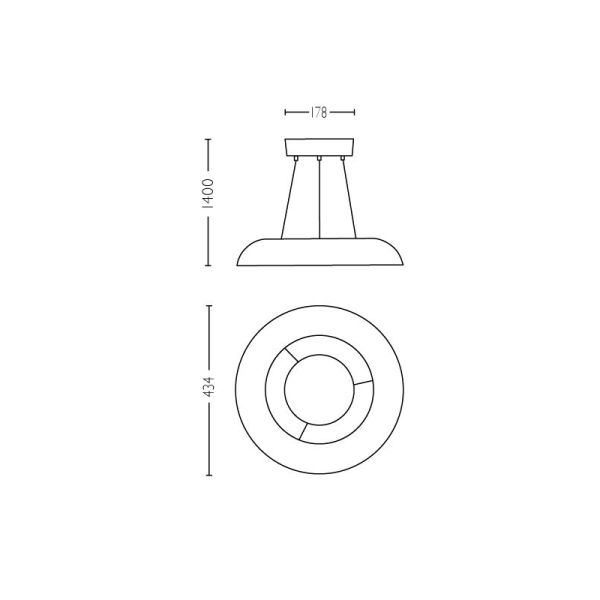 Candeeiro pendente inteligente LED Amaze Hue Ambiente preto medidas de luz quente
