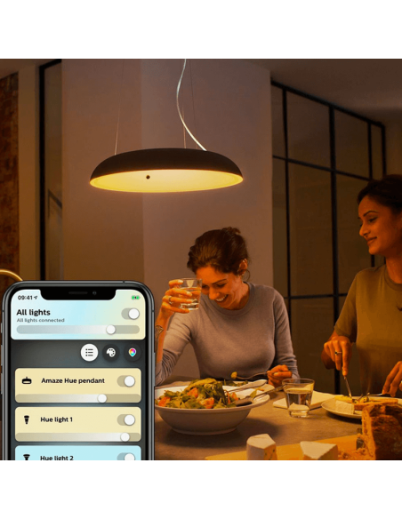 Lámpara Colgante Inteligente LED Amaze Hue Negra ambiente luz cálida