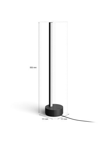Lámpara de mesa LED negra inteligente Gradient Signe Philips Hue 2.000K hasta 6.500K + RGB medidas