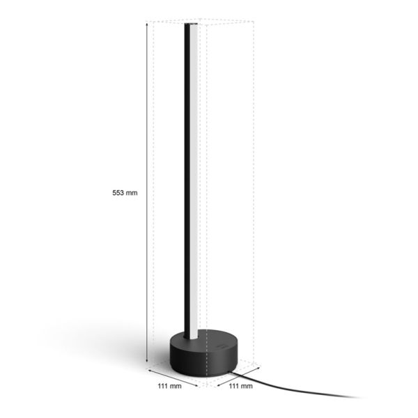 Lámpara de mesa LED negra inteligente Gradient Signe Philips Hue 2.000K hasta 6.500K + RGB medidas