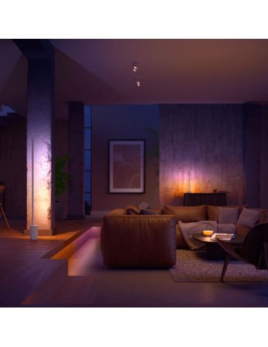 Moderna luminária de chão de LED com gradiente branco Signe Philips Hue regulável ambiente Philips Hue