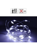 Guirnalda fija con 40 microLED de luz fría a pilas 200Cm | LeónLeds