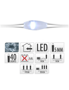 Guirnalda con 40 microLED luz blanca a pilas 200Cm | LeónLeds 2