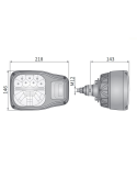 Dimensiones Faro delantero LED homologado para maquinaria agrícola e industria 6 Pin Deutsch Wesem | LeonLeds Iluminación