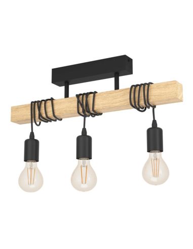 Lámpara colgante de Techo Townshend Vintage 3XE27 | Lámpara vintage de madera de techo de Eglo Lighting | LeonLeds Iluminación