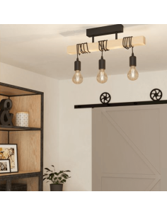 Lámpara colgante de Techo Townshend Vintage 3XE27 | Lámpara vintage de madera de techo de Eglo Lighting | LeonLeds Iluminación 2