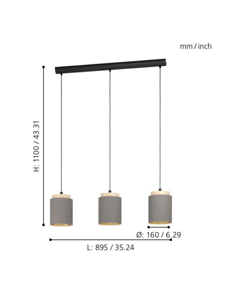 Lámpara de techo LED colgante cappuccino Albariza 1XE27 | Lámpara de tela de Eglo Iluminación | LeonLeds Iluminación