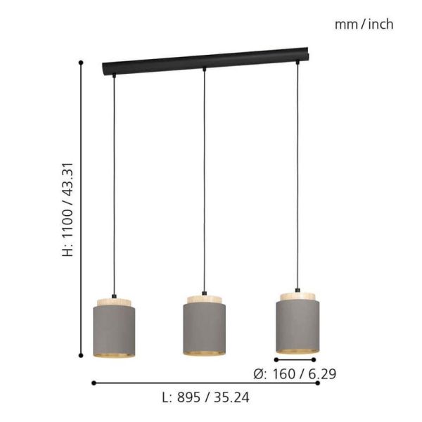 Lámpara de techo LED colgante cappuccino Albariza 1XE27 | Lámpara de tela de Eglo Iluminación | LeonLeds Iluminación
