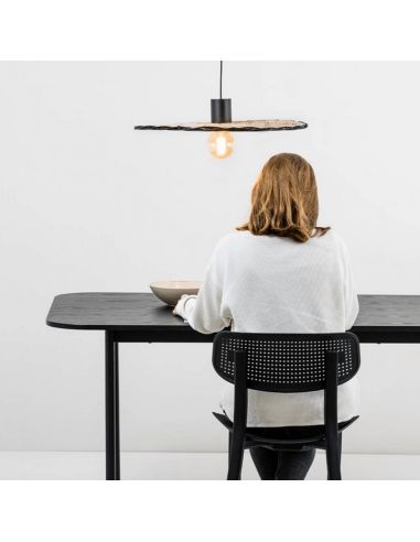 Lámpara colgante negra y de ratán Costas con forma de platillo ø600 ambiente  Faro