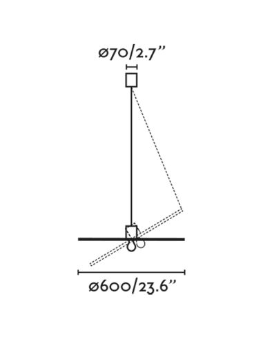 Lampe à suspension Costas noire et rotin en forme de soucoupe dimensions ø600