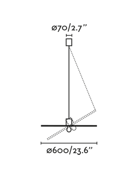 Lampe à suspension Costas noire et rotin en forme de soucoupe dimensions ø600
