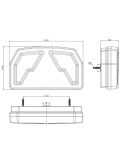 Dimensões Lanterna traseira de LED com triângulo 12V 3/4 Funções e Posição Efeito Neon 2A R1 S1 Fristom | leonleds