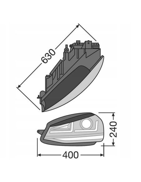 Dimensions Phares LED Golf VII LEDriving Xenarc Noir Pack 2 LEDHL104-BK 4052899604896 | LéonLeds
