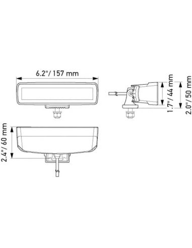 Barra LED rectangular largo alcance...