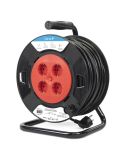 Enrollacable con 50 metros de cable con asa + 4 Enchufes 3000W 10A 250V 430021G Garza | LeonLeds