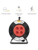 Enrolador de cabo com 50 metros de cabo e alça + 4 tomadas 3000W 10A 250V 430021G Garza | LeonLeds