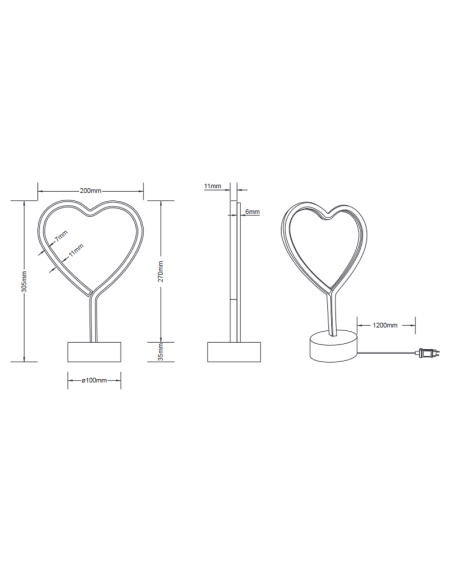 Lámpara de sobremesa Heart-corazón de Trio Lighting | LeonLeds.com