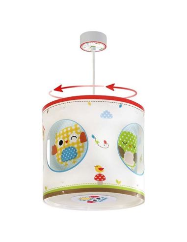 Lámpara de Techo Infantil Giratoria redonda serie Búhos