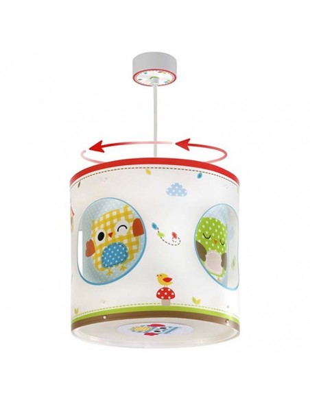 Lámpara de Techo Infantil Giratoria redonda serie Búhos