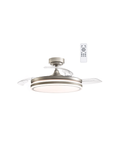 Ventilador de techo LED de 35W  con aspas plegables Moss Mini níquel