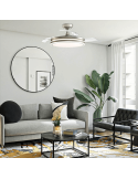 Ventilador de techo LED de 35W  con aspas plegables Moss Mini níquel Ambiente