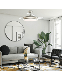 Ventilador de techo LED de 35W  con aspas plegables Moss Mini níquel 2