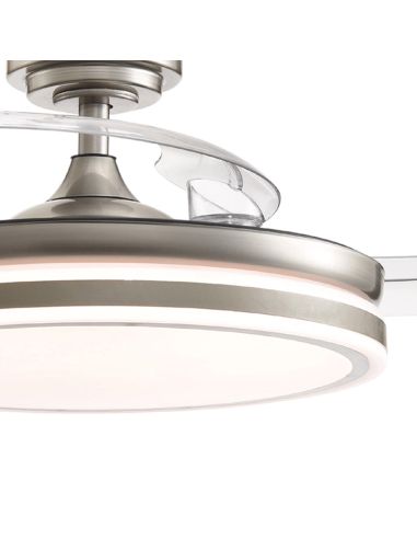 Ventilador de techo LED de 35W  con aspas plegables Moss Mini níquel Detalle