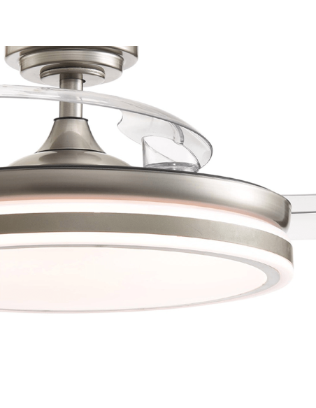 Ventilador de techo LED de 35W  con aspas plegables Moss Mini níquel Detalle