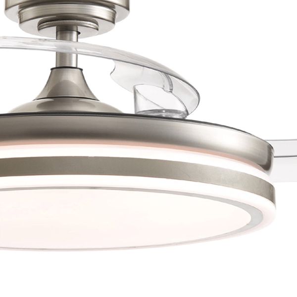 Ventilador de techo LED de 35W  con aspas plegables Moss Mini níquel Detalle