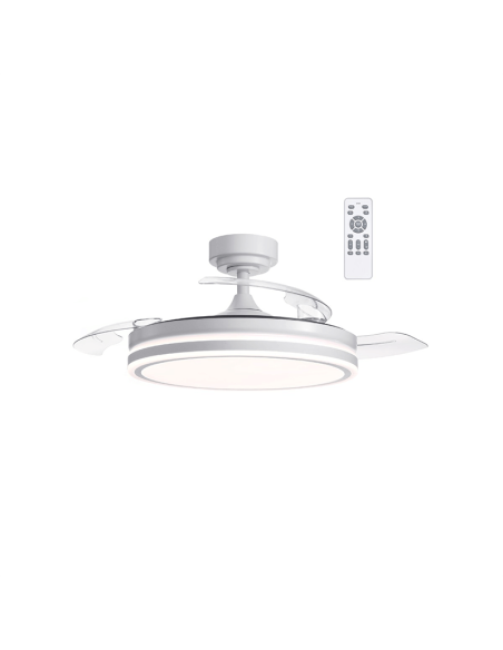 Ventilador LED de techo de 45W aspas plegables Moss blanco 4900 Lm CCT