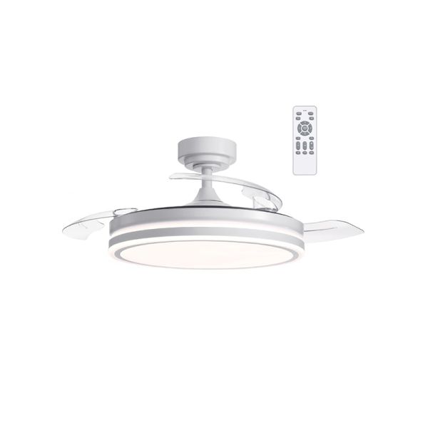 Ventilador LED de techo de 45W aspas plegables Moss blanco 4900 Lm CCT