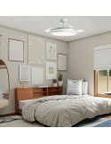 Ventilador LED de techo de 45W aspas plegables Moss blanco 4900 Lm CCT Ambiente