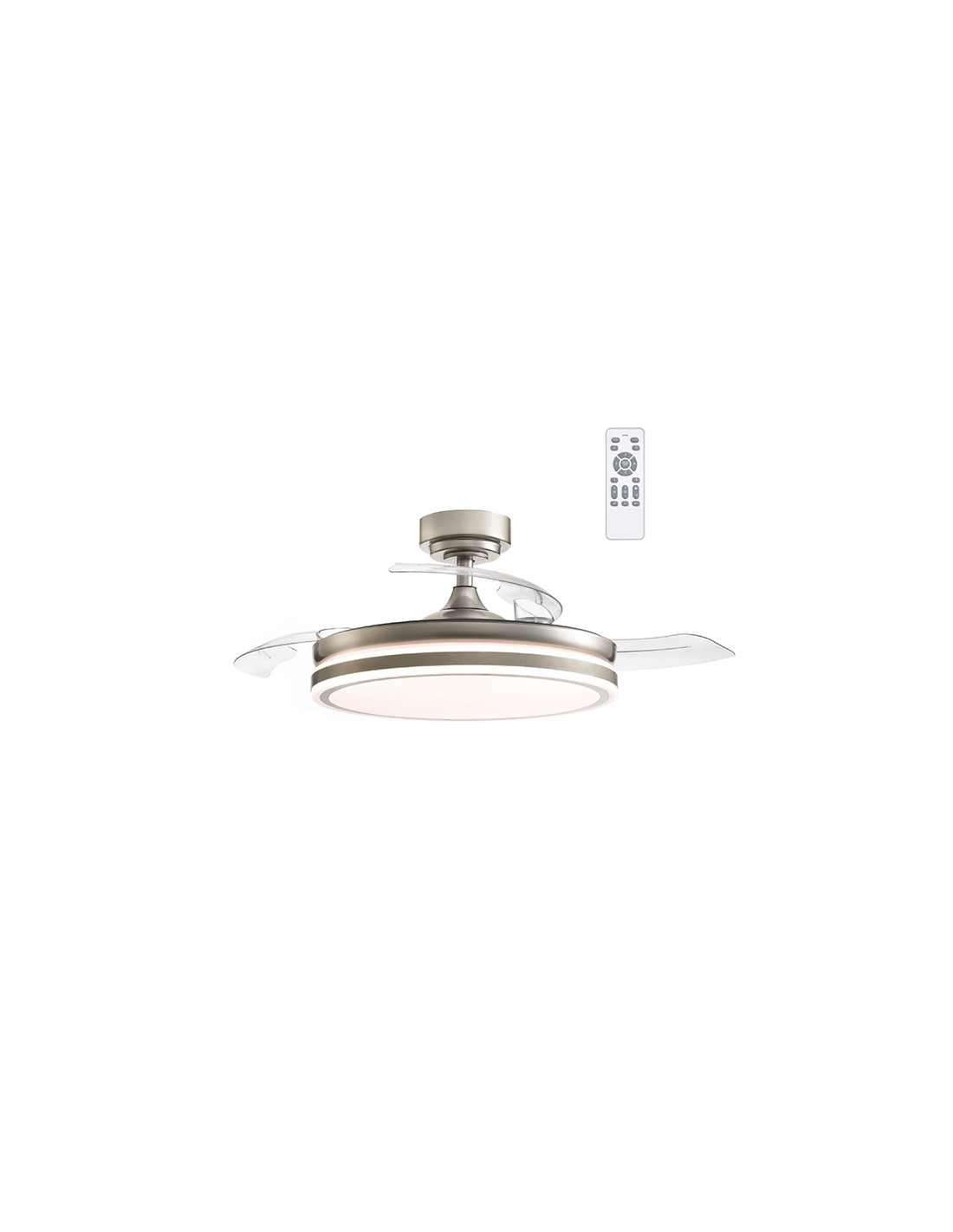 Ventilateur de plafond LED, 45W avec pales repliables Moss nickel