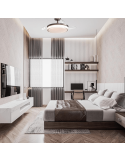 Ventilateur de plafond LED 45W avec pales rétractables Aneto cuir Ambiente