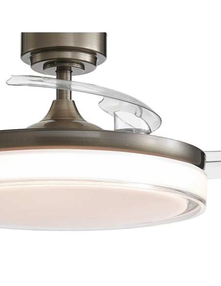 Ventilateur de plafond LED 45W avec pales rétractables cuir Aneto Détail