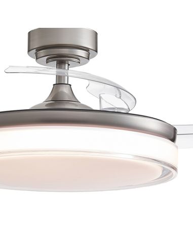 Ventilador LED de techo de 45W regulable con aspas retráctiles Aneto níquel Detalles