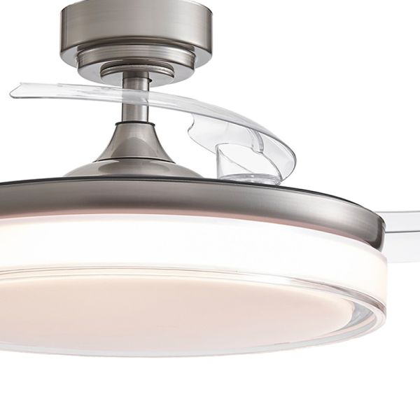 Ventilador LED de techo de 45W regulable con aspas retráctiles Aneto níquel Detalles