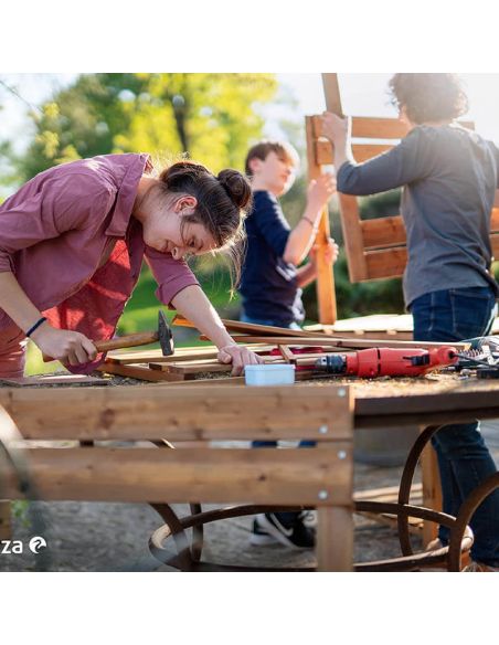 Enrollacable con 25 metros de cable con asa + 4 Enchufes 3000W 10A 250V 430021G Garza | LeonLeds