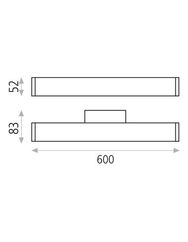 Lâmpada de parede LED para banheiro Ura alongada 60cm ou 90cm Medidas IP44 Pequena