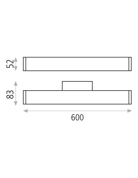 Aplique LED para baño alargado Ura de 60cm o 90cm IP44 Medidas Pequeño